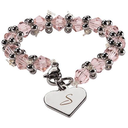 Personalized Beaded Heart Baby Bracelet-373352