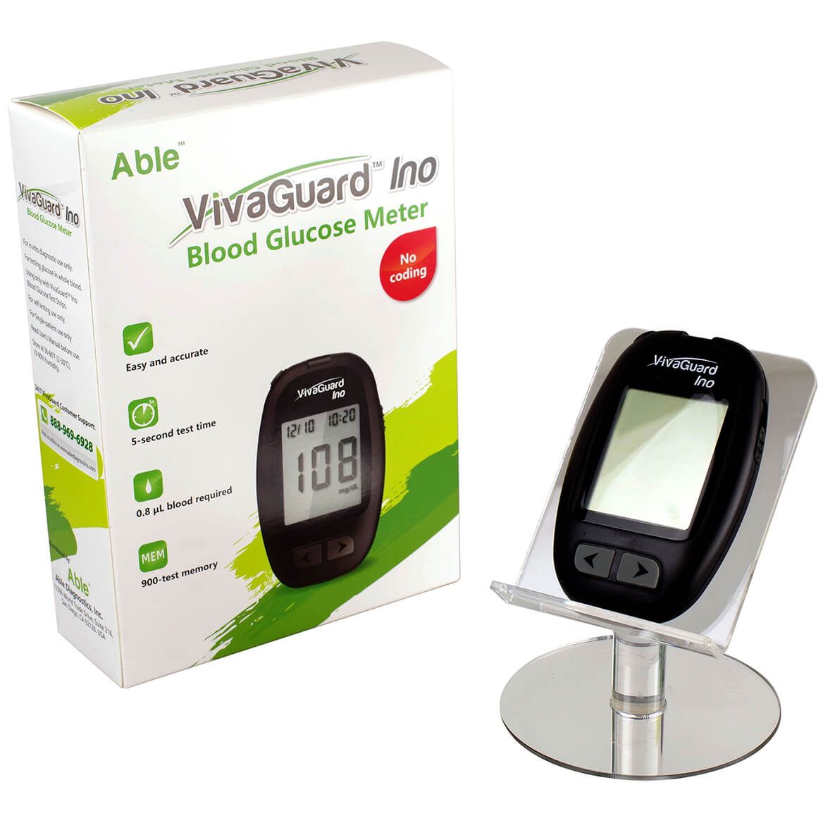 Able™ VivaGuard™ Ino Blood Glucose Meter with Strip Ejector + '-' + 373365