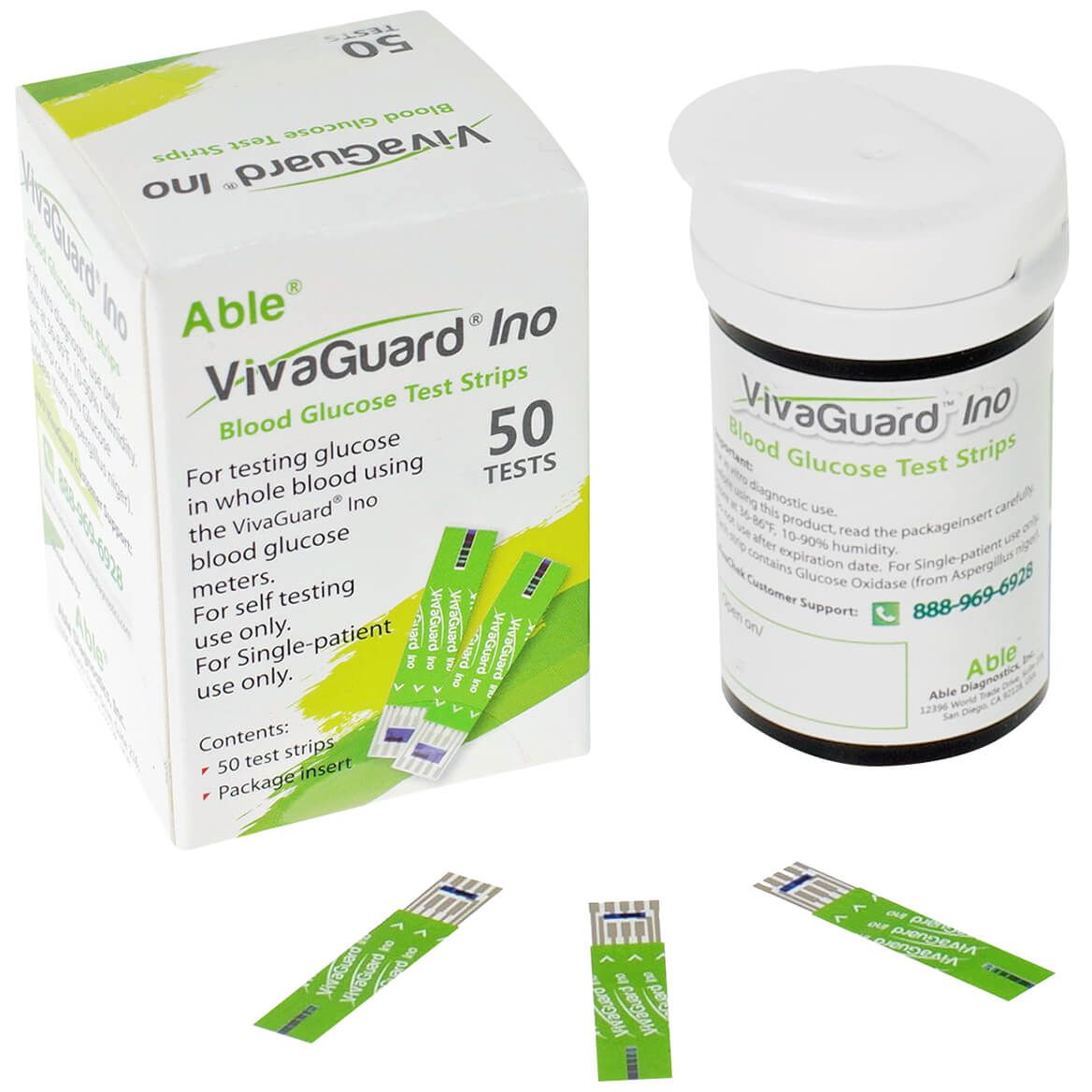 Able™ VivaGuard™ Ino Blood Glucose Test Strips, Set of 50 + '-' + 373366