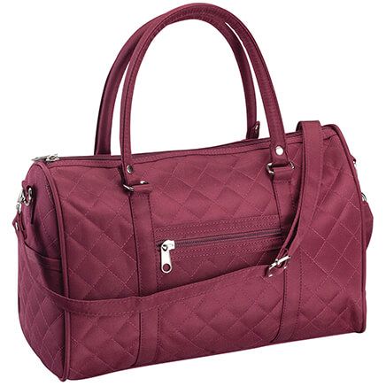 Quilted Barrel Handbag in Burgundy-373547