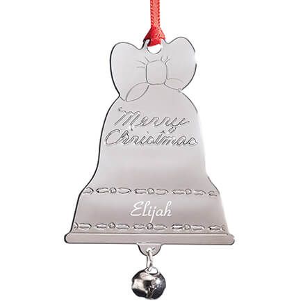 Personalized Silvertone Merry Christmas Bell Ornament-373651