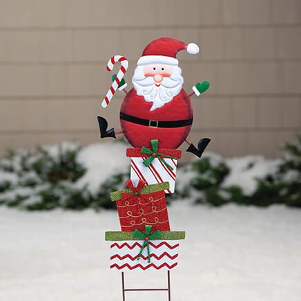 Santa on Presents Decorative Lawn Stake by Fox River™ Creations-373849