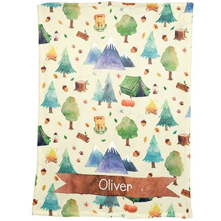 Personalized Camping-Themed Children's Blanket-373891