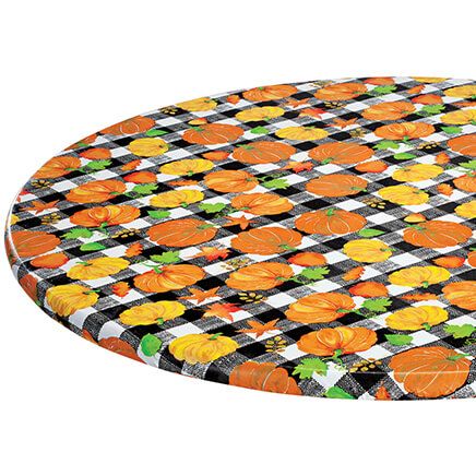 Pumpkin Plaid Elasticized Vinyl Table Cover by Chef's Pride™-373916
