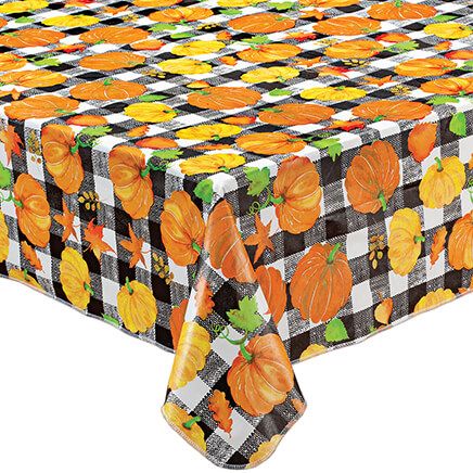 Pumpkin Plaid Vinyl Table Cover by Chef's Pride™-373917