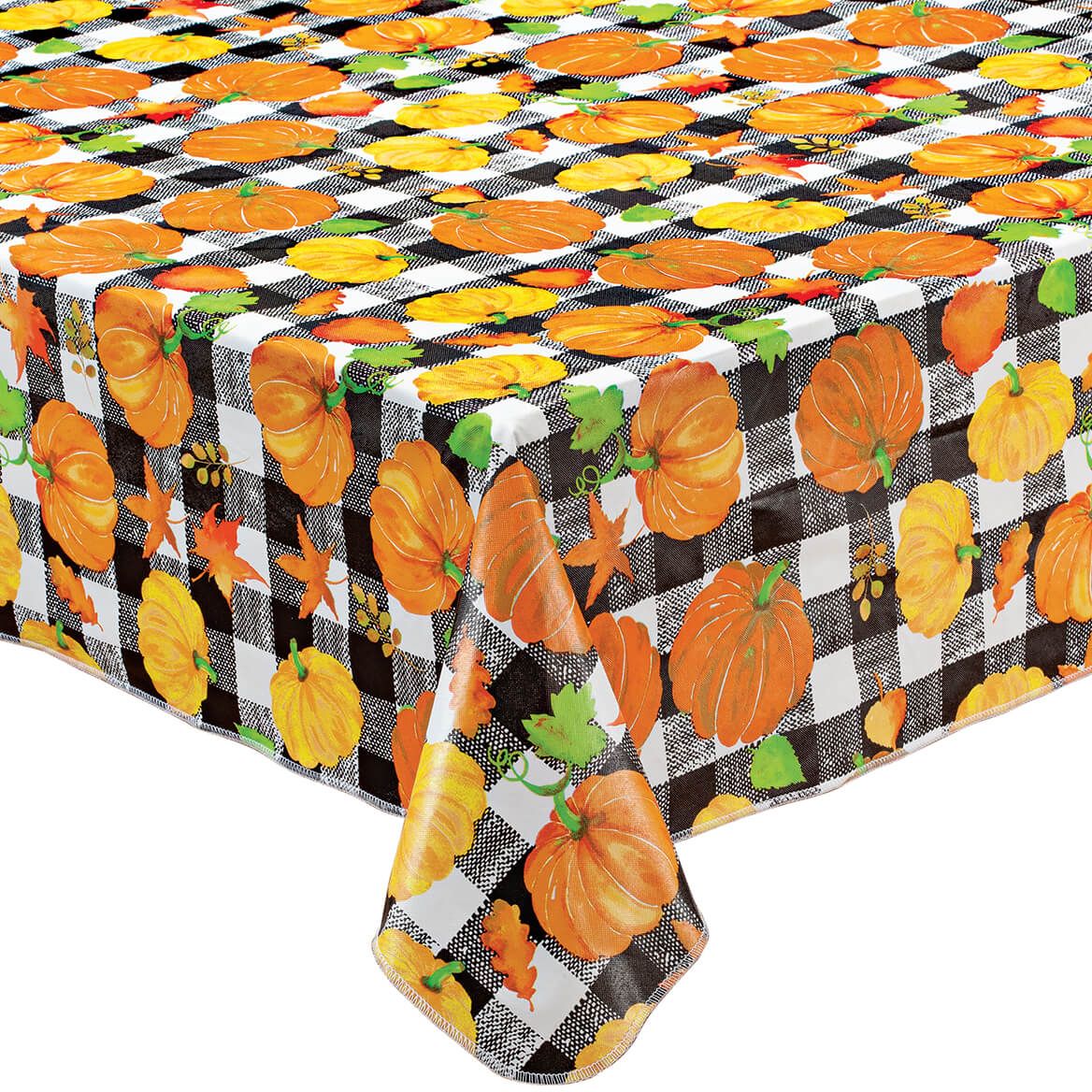 Pumpkin Plaid Vinyl Table Cover by Chef's Pride™ + '-' + 373917