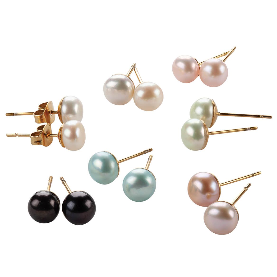 Multi-Colored Cultured Pearl Earrings, 7 Pairs + '-' + 374099