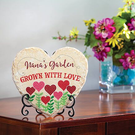 Personalized Heart-Shaped "Grown with Love" Garden Stone-374112