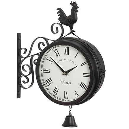 Black Double Sided Rooster Wall Clock-374185