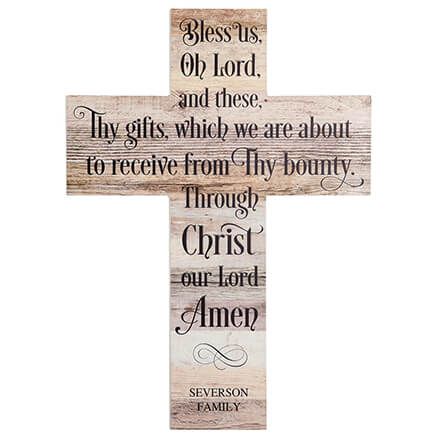Personalized Bless Us Oh Lord Wooden Cross-374206