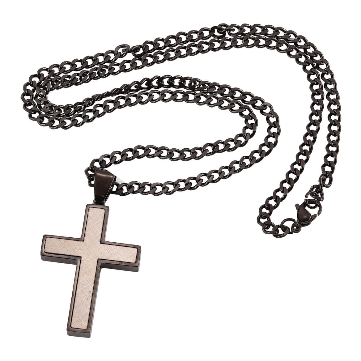 Personalized Stainless Steel Black Cross Necklace + '-' + 374230