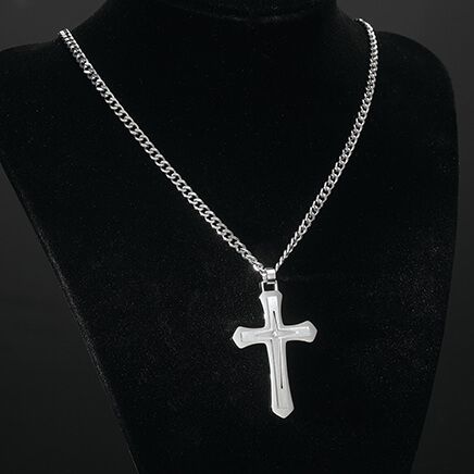 Personalized Stainless Steel/CZ Cross Necklace-374246