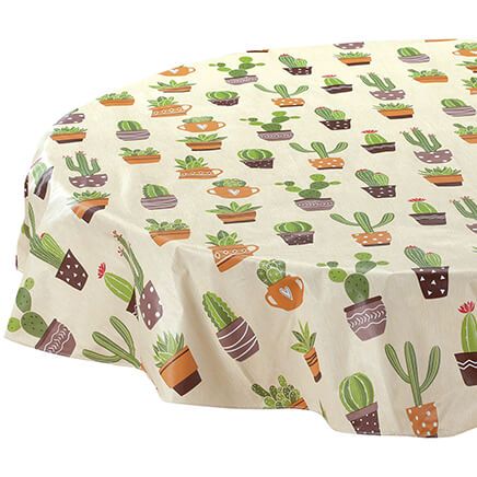 60" Round Cactus Design Vinyl Table Cloth-374501
