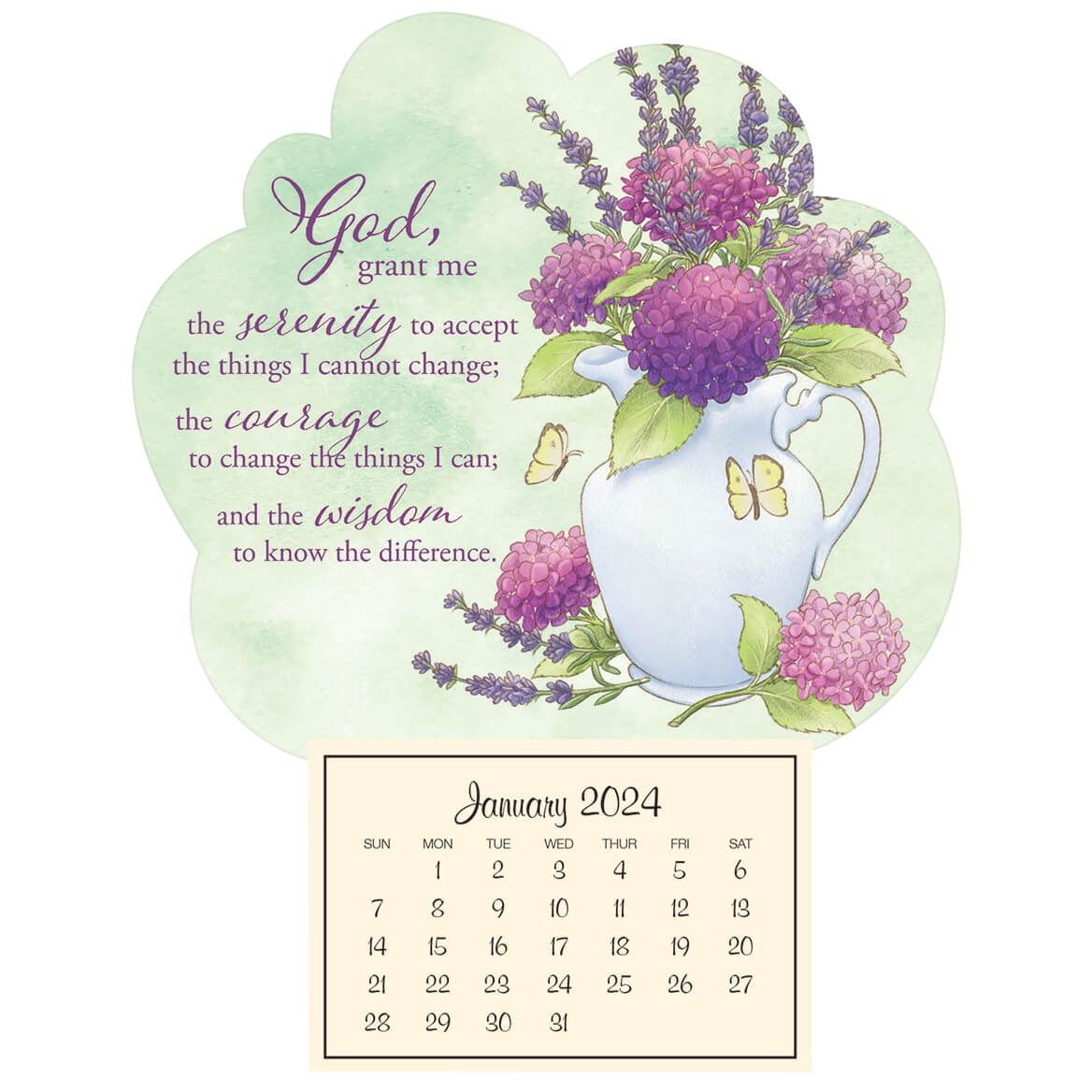 Mini Magnetic Calendar, Floral Lavender + '-' + 374777