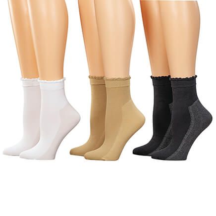 Silver Steps™ Ruffled Top Aerated Cotton Compression Socks-374900