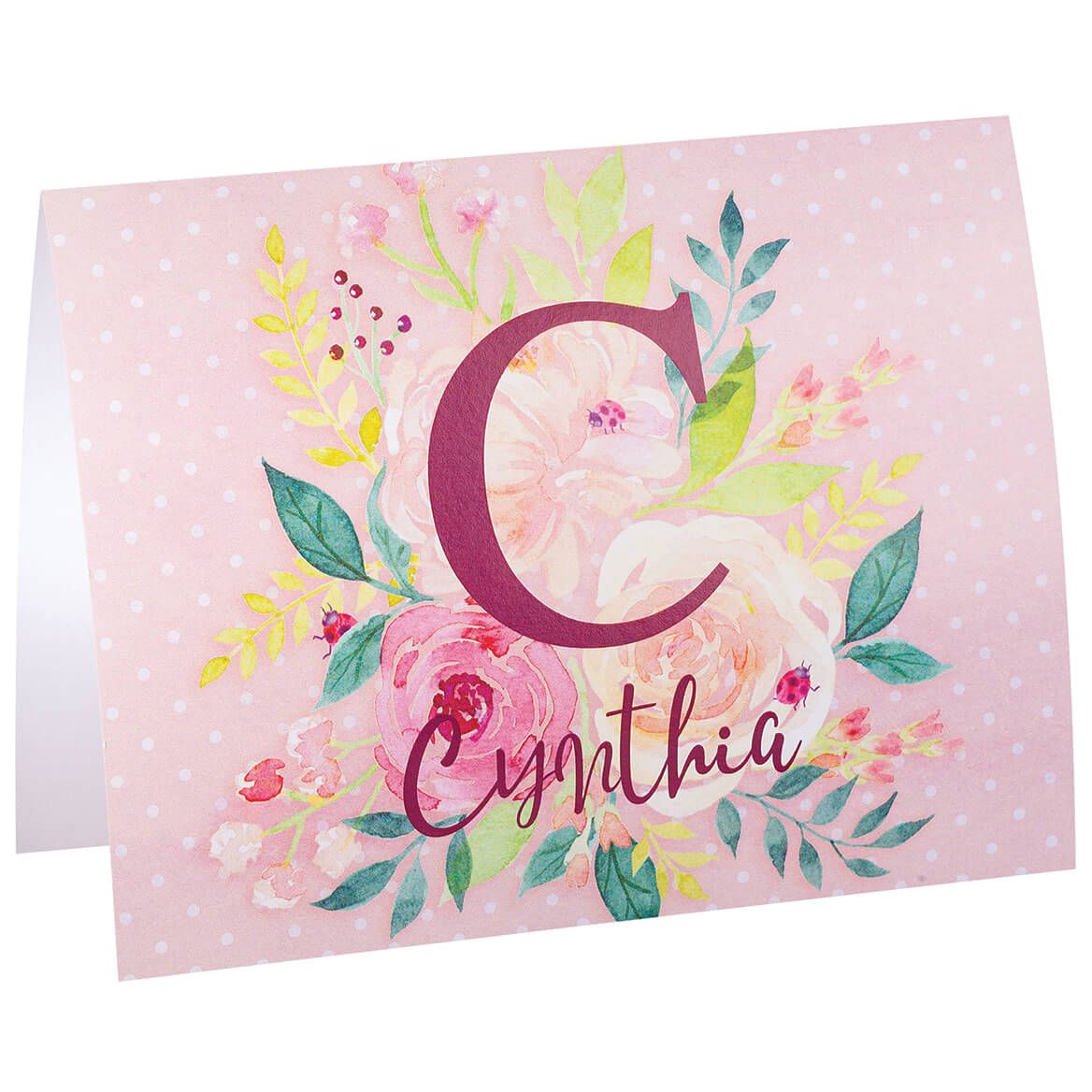 Personalized Pink Floral Note Cards, Set of 20 + '-' + 374901