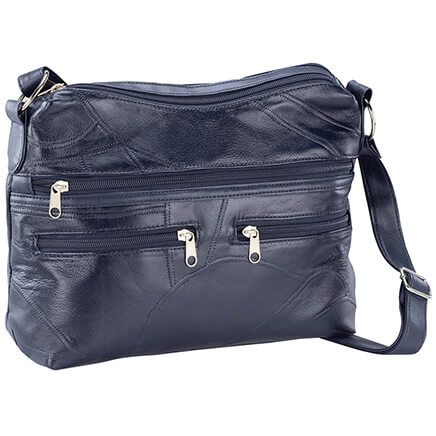 Navy Patch Leather Shoulder Bag-375033