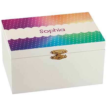 Personalized Rainbow Dots Children's Jewelry Box-375086