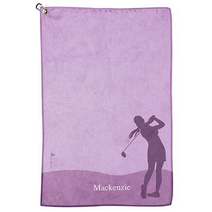 Personalized Female Silhouette Golf Towel-375089