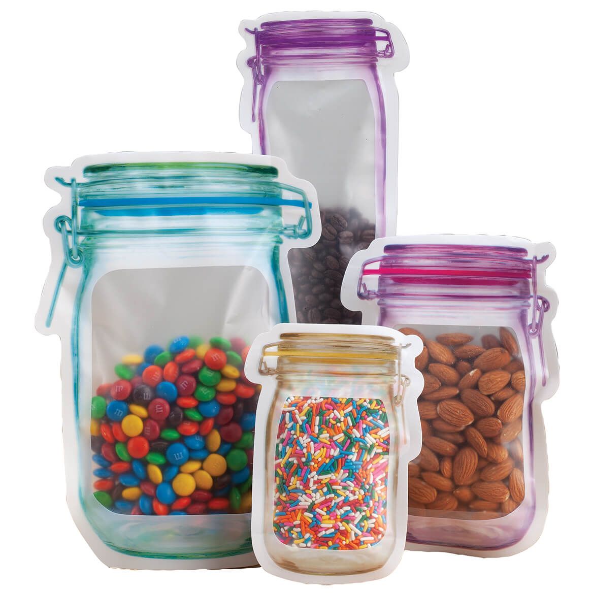 Multicolor Mason Jar Bags, Set of 4 + '-' + 375303