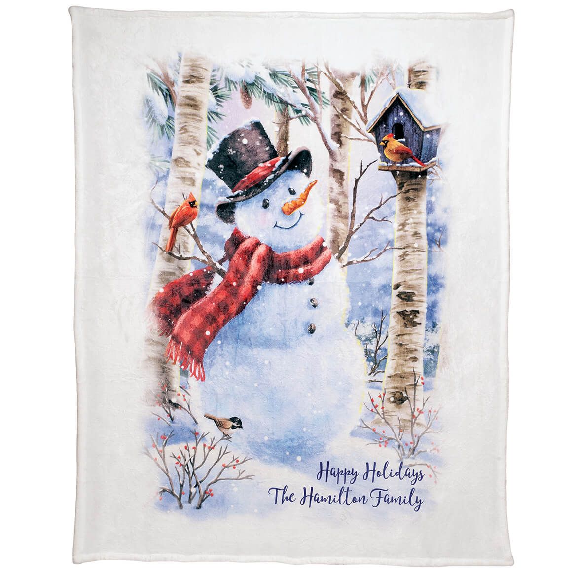 Personalized Snowman and Friends Throw, 50"x60" + '-' + 375441