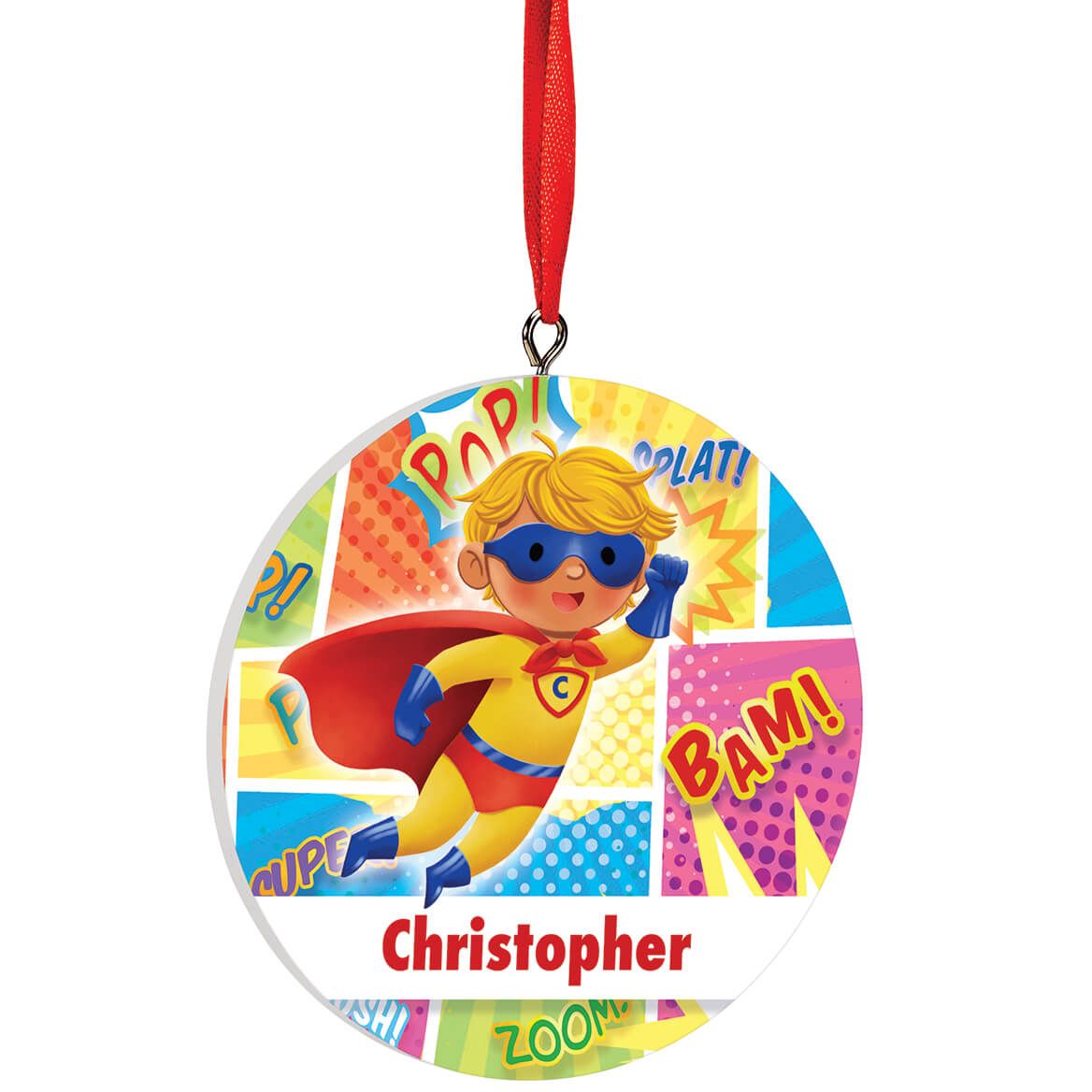 Personalized Boy Superhero Ornament + '-' + 375493