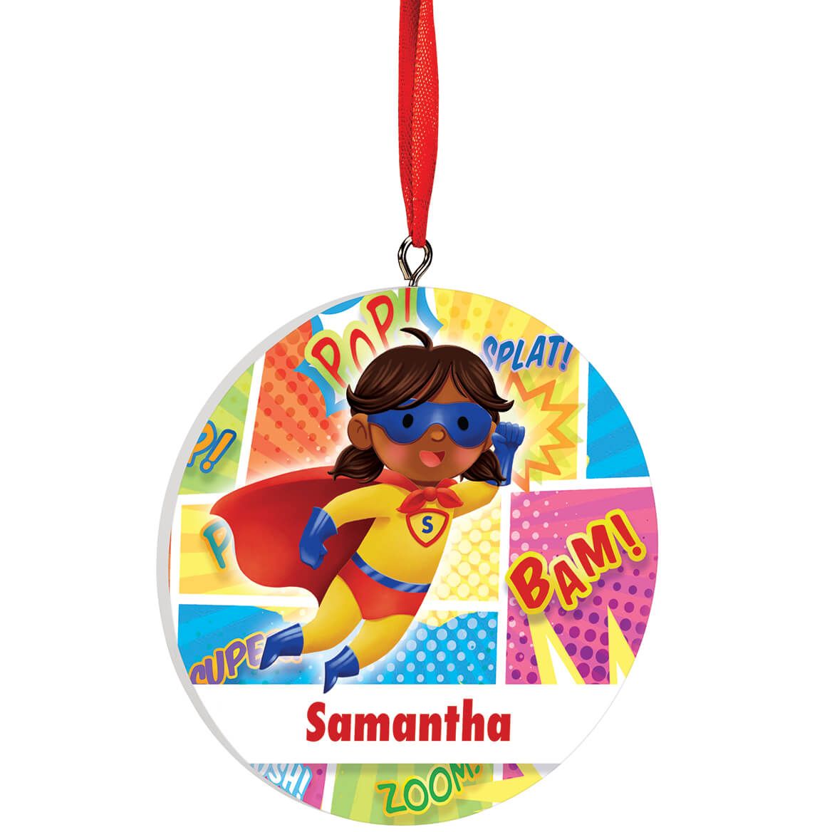 Personalized Girl Superhero Ornament + '-' + 375494