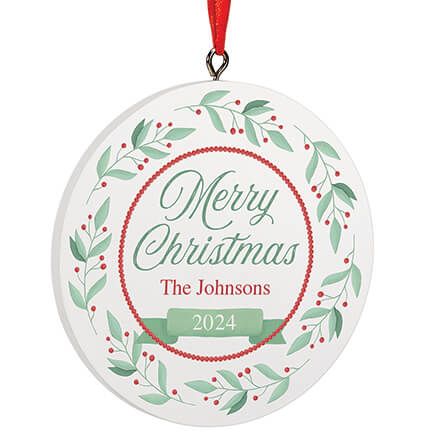 Personalized Merry Christmas Wreath Ornament-375565