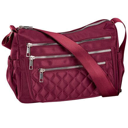 Quilted Microfiber Crossbody with Side Pockets-375619