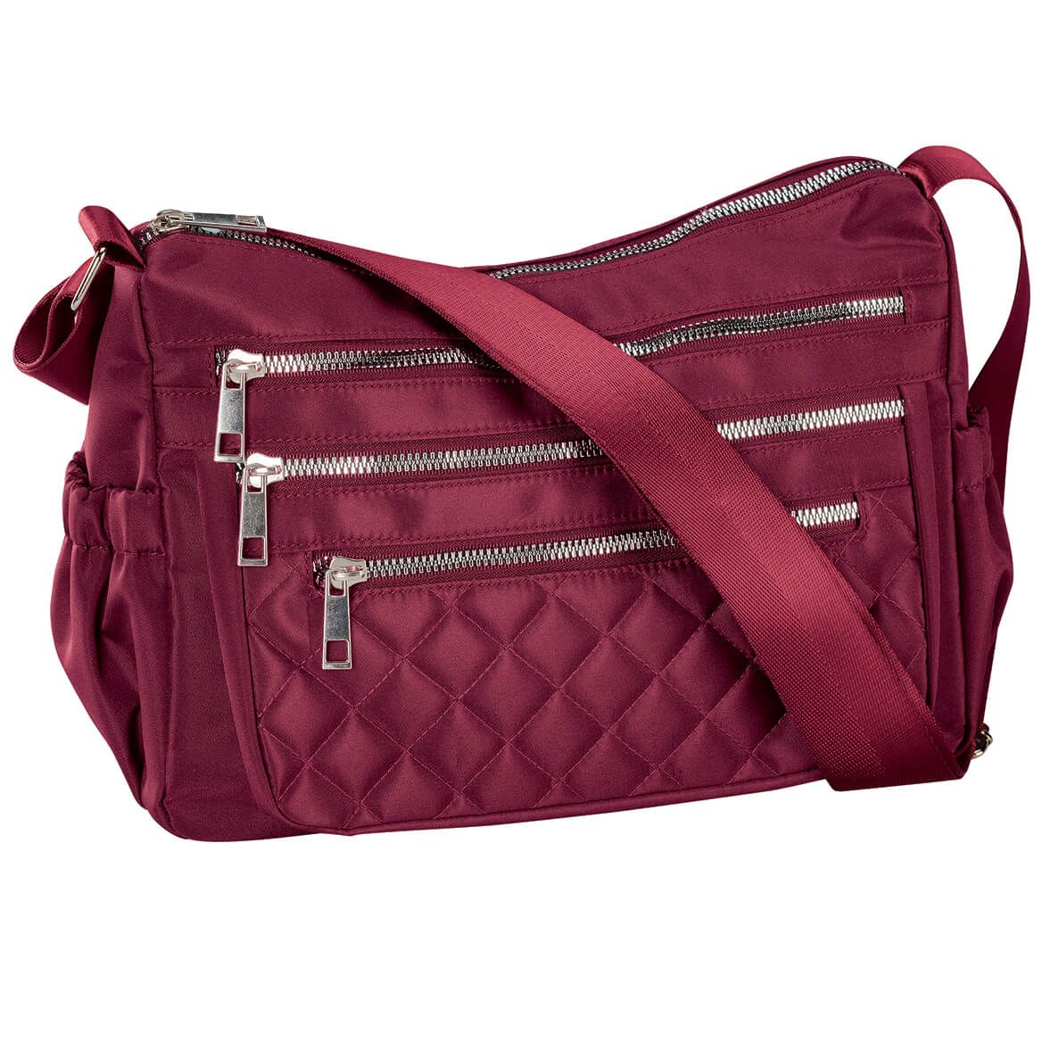 Quilted Microfiber Crossbody with Side Pockets + '-' + 375619