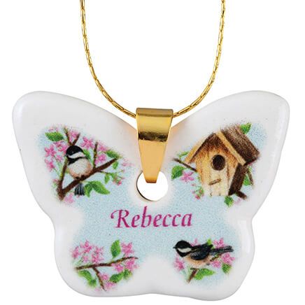Personalized Porcelain Butterfly Songbird Pendant-375622
