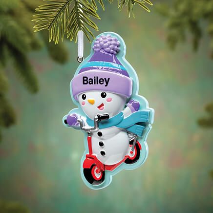 Personalized Snowman on Scooter Ornament-375712