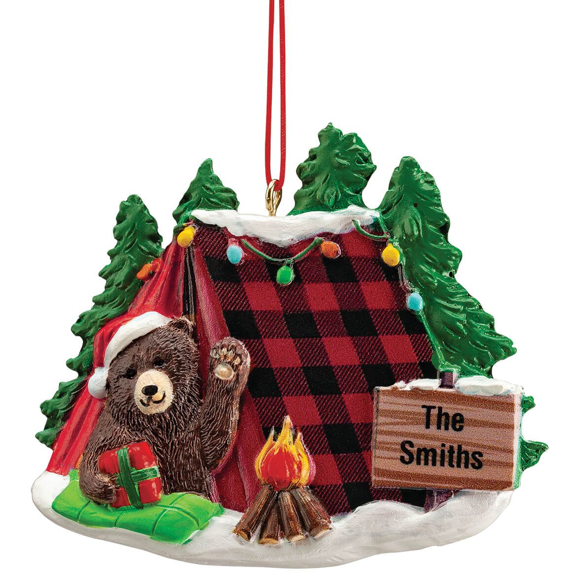 Personalized Bear in Tent Ornament + '-' + 375719