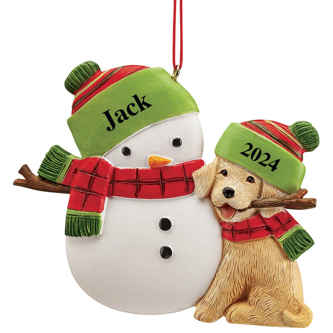 Personalized Snowman & Dog Ornament + '-' + 375720