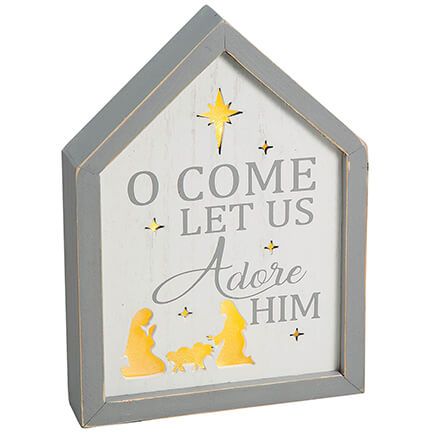 Lighted O Come Let Us Adore Him Tabletop Sign By Holiday Peak™-375777