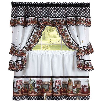 Mason Jars Printed Cottage Curtain Set-375854