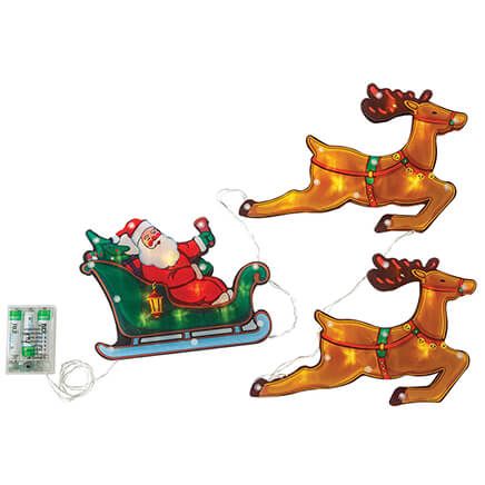 Battery-Operated Santa Sleigh and Reindeer Lights By Holiday Peak™-375861