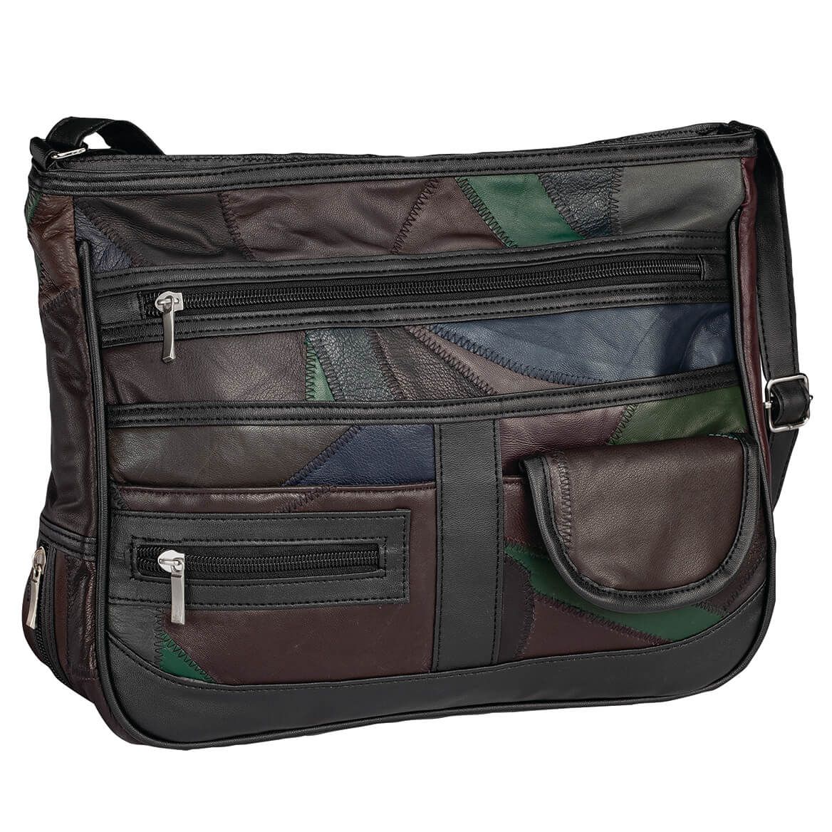 Patchwork Leather Handbag with Multi Pockets + '-' + 375877