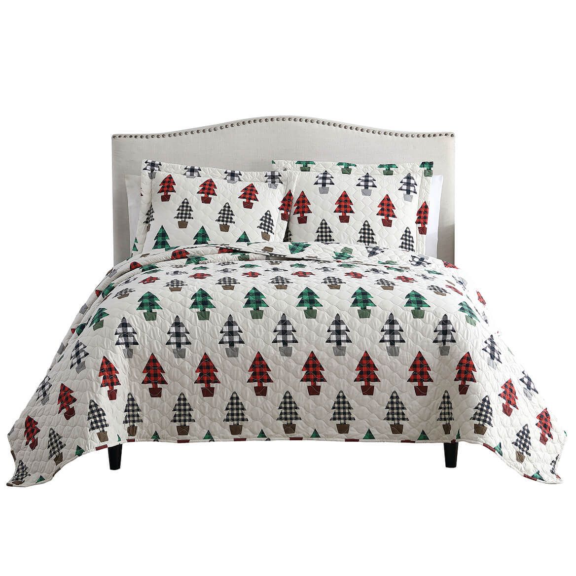 3-Pc. Holiday Plaid Tree Bedspread Set + '-' + 375902