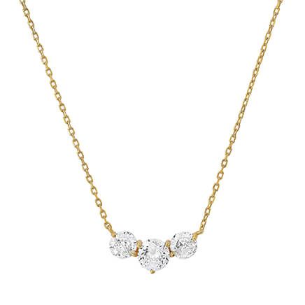 Cubic Zirconia 3-Stone Pendant Necklace-375907