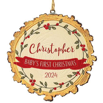 Personalized Baby's First Christmas Wood Slice Ornament-375919