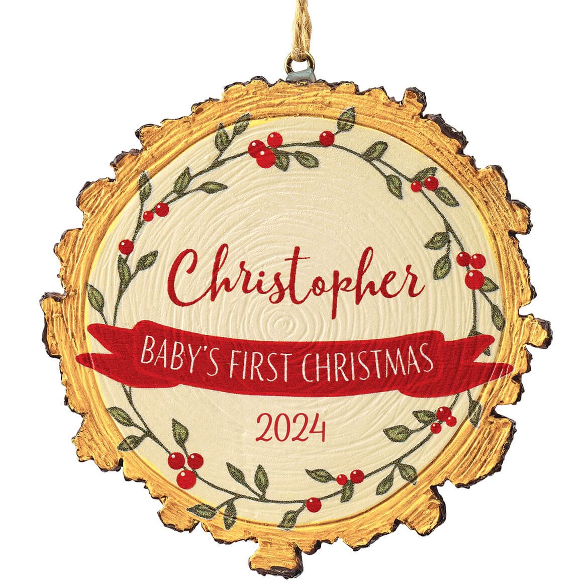Personalized Baby's First Christmas Wood Slice Ornament + '-' + 375919