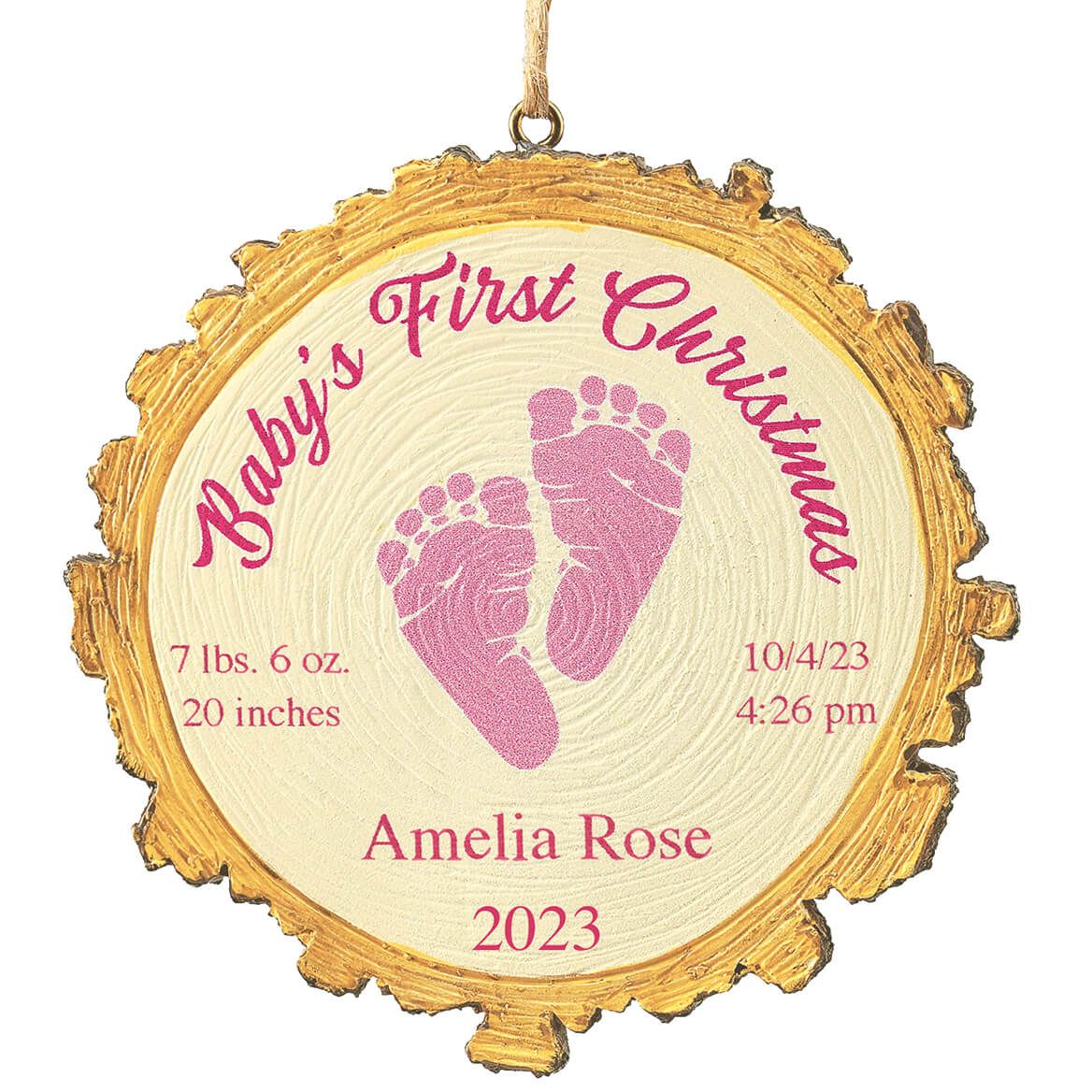 Personalized Baby's First Christmas Footprint Wood Slice Ornament + '-' + 375920