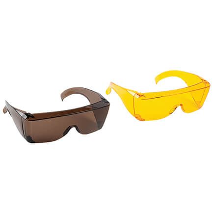 Wrap Around Sun Glasses, Set Yellow and Brown-376163