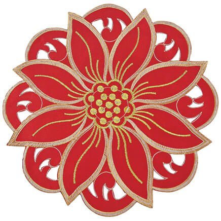 Embroidered Poinsettia Doilie-376203