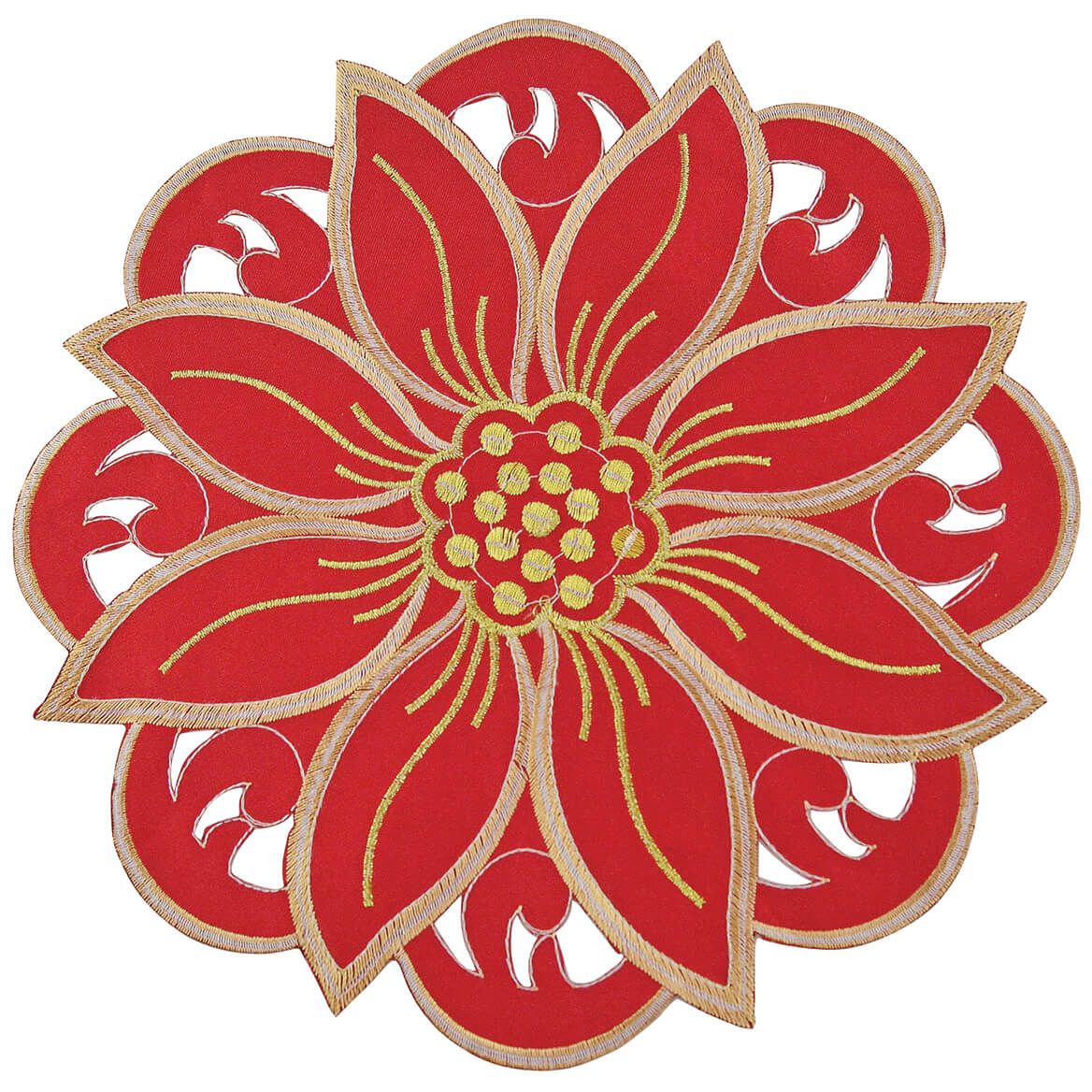Embroidered Poinsettia Doilie + '-' + 376203