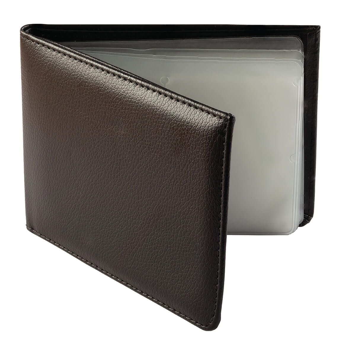 Leather Bi-Fold Wallet with Pockets and Clear Sleeves + '-' + 376329