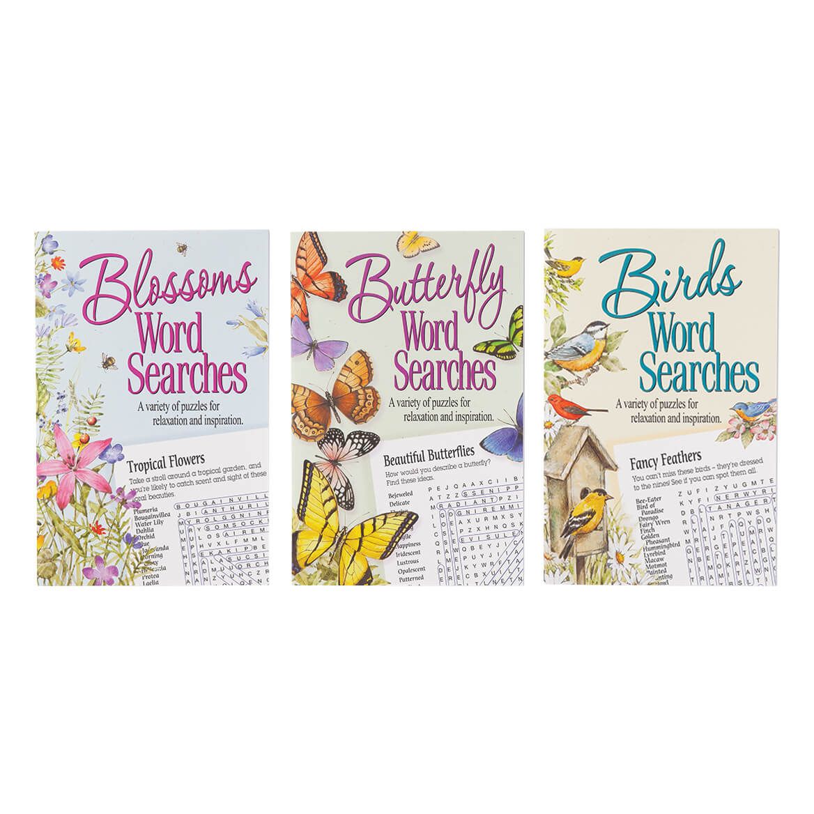 Birds, Butterflies and Blossoms Word Search Books, Set of 3 + '-' + 376418