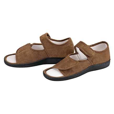 Brown Adjustable Memory Foam Slippers by Silver Steps™-376447