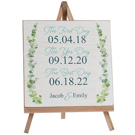 Personalized Special Dates Plaque on Easel-376627